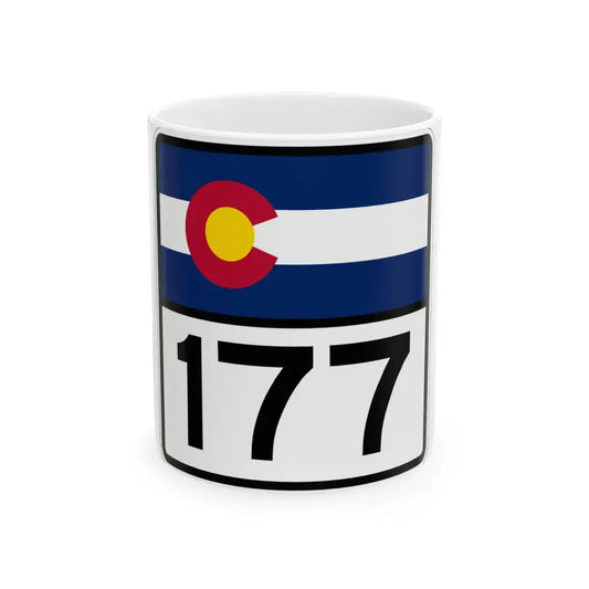 Colorado 177 (Colorado) (Road Sign) White Coffee Mug 11oz - Go Mug Yourself