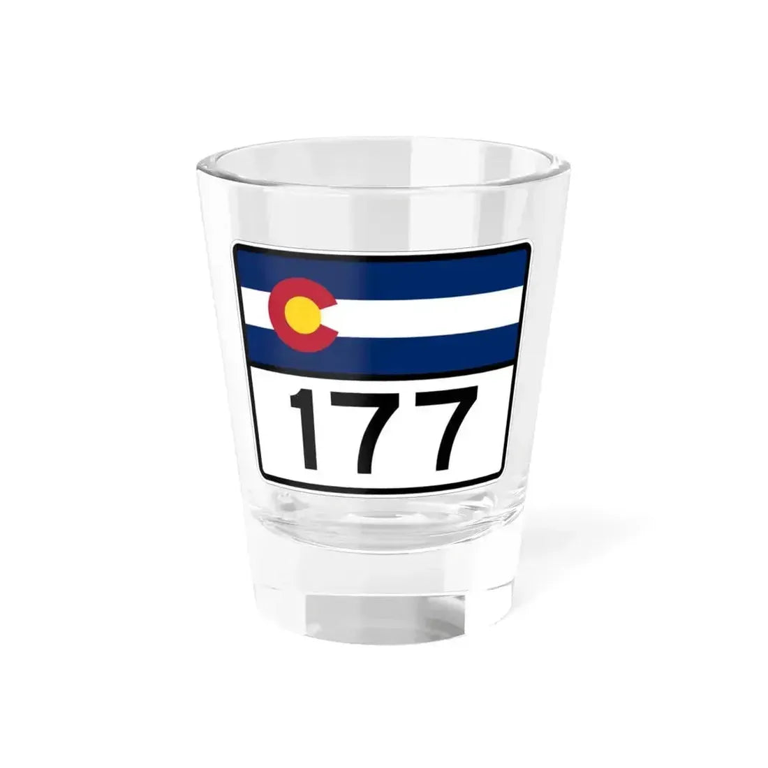 Colorado 177 wide (Colorado) (Road Sign) Shot Glass 1.5oz 1.5oz - Go Mug Yourself