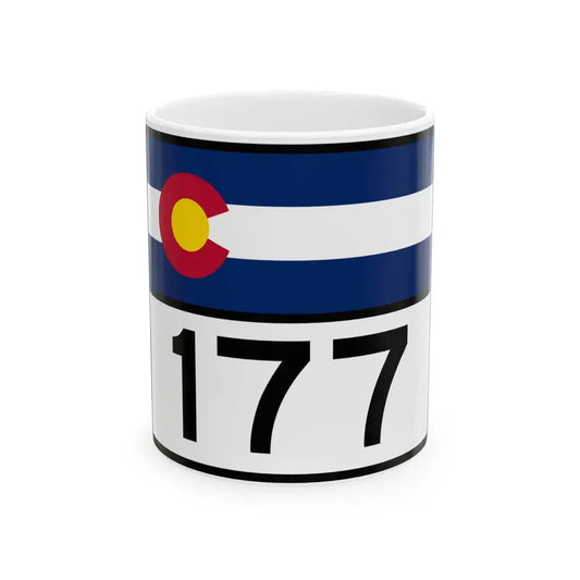 Colorado 177 wide (Colorado) (Road Sign) White Coffee Mug 11oz - Go Mug Yourself