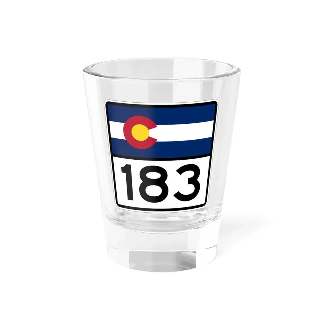 Colorado 183 (Colorado) (Road Sign) Shot Glass 1.5oz 1.5oz - Go Mug Yourself