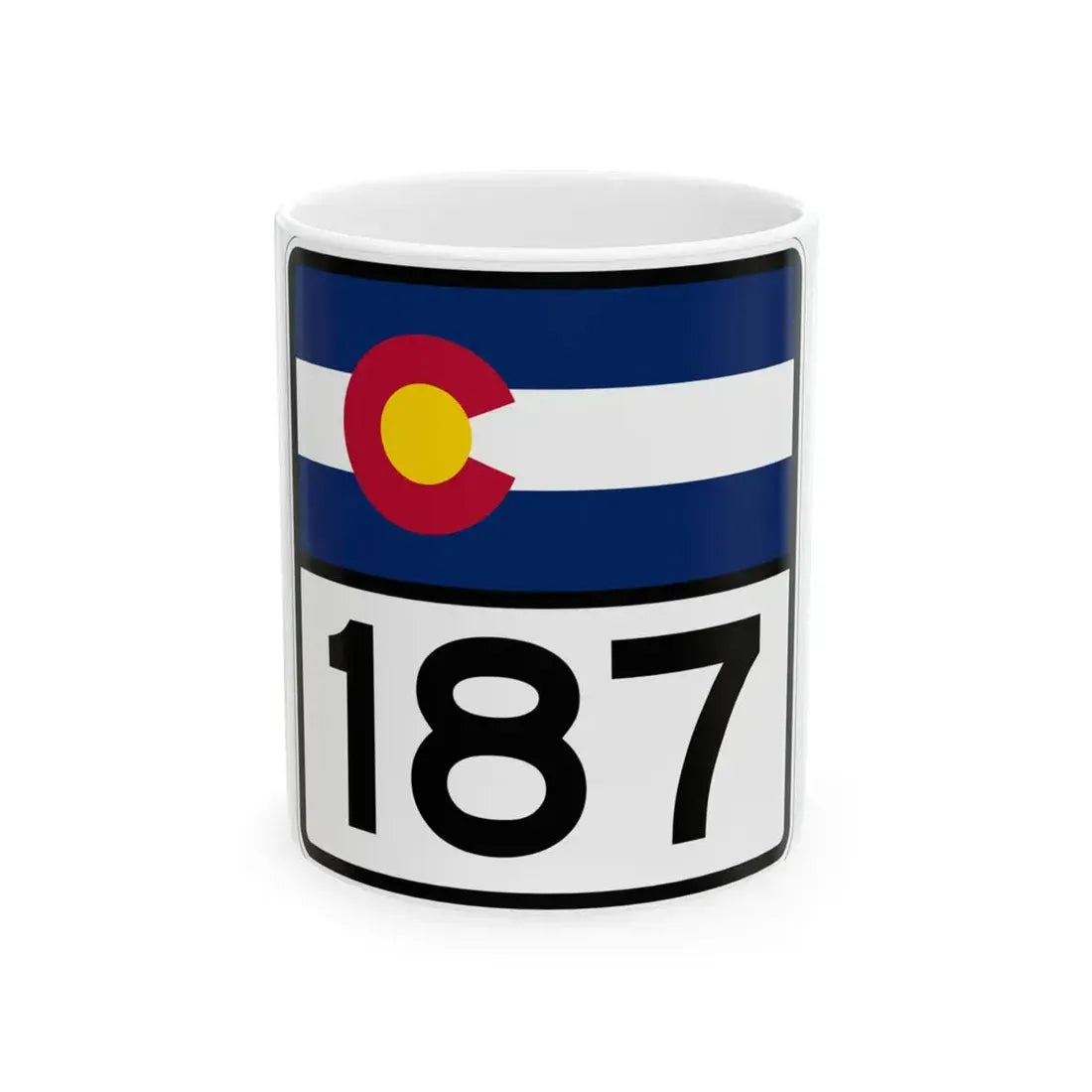 Colorado 187 (Colorado) (Road Sign) White Coffee Mug 11oz - Go Mug Yourself