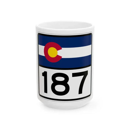 Colorado 187 (Colorado) (Road Sign) White Coffee Mug 15oz - Go Mug Yourself