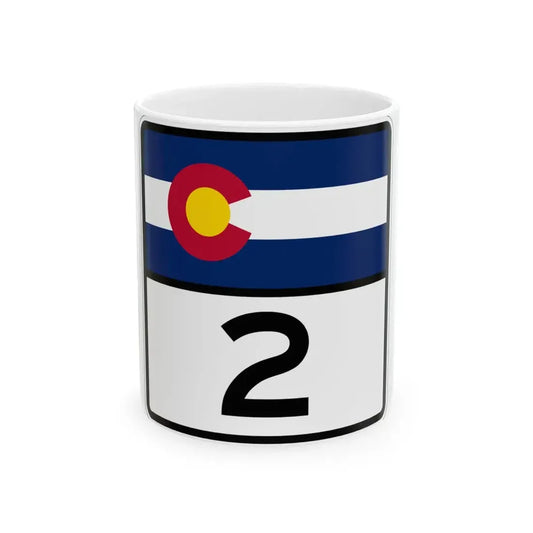 Colorado 2 (Colorado) (Road Sign) White Coffee Mug 11oz - Go Mug Yourself