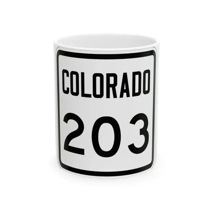 Colorado 203 1946 (Colorado) (Road Sign) White Coffee Mug 11oz - Go Mug Yourself