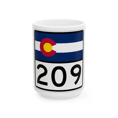 Colorado 209 (Colorado) (Road Sign) White Coffee Mug 15oz - Go Mug Yourself