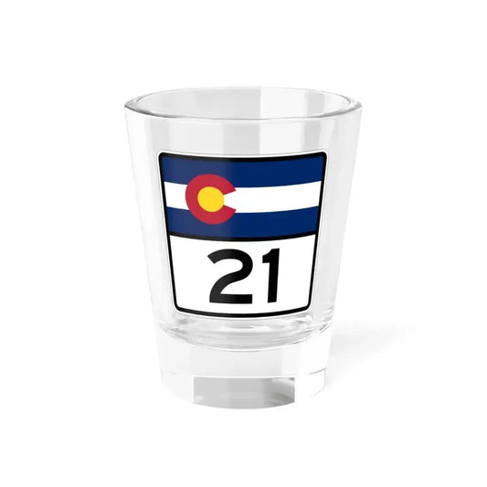 Colorado 21 (Colorado) (Road Sign) Shot Glass 1.5oz 1.5oz - Go Mug Yourself