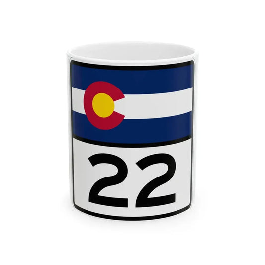 Colorado 22 (Colorado) (Road Sign) White Coffee Mug 11oz - Go Mug Yourself