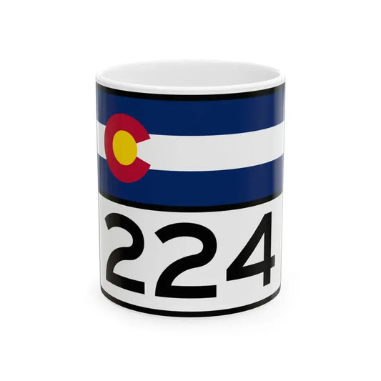Colorado 224 wide (Colorado) (Road Sign) White Coffee Mug 11oz - Go Mug Yourself