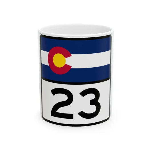 Colorado 23 (Colorado) (Road Sign) White Coffee Mug 11oz - Go Mug Yourself