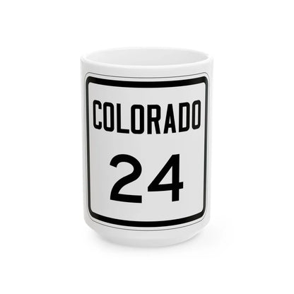 Colorado 24 1946 (Colorado) (Road Sign) White Coffee Mug 15oz - Go Mug Yourself