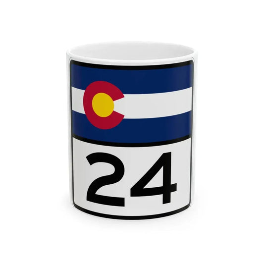 Colorado 24 (Colorado) (Road Sign) White Coffee Mug 11oz - Go Mug Yourself