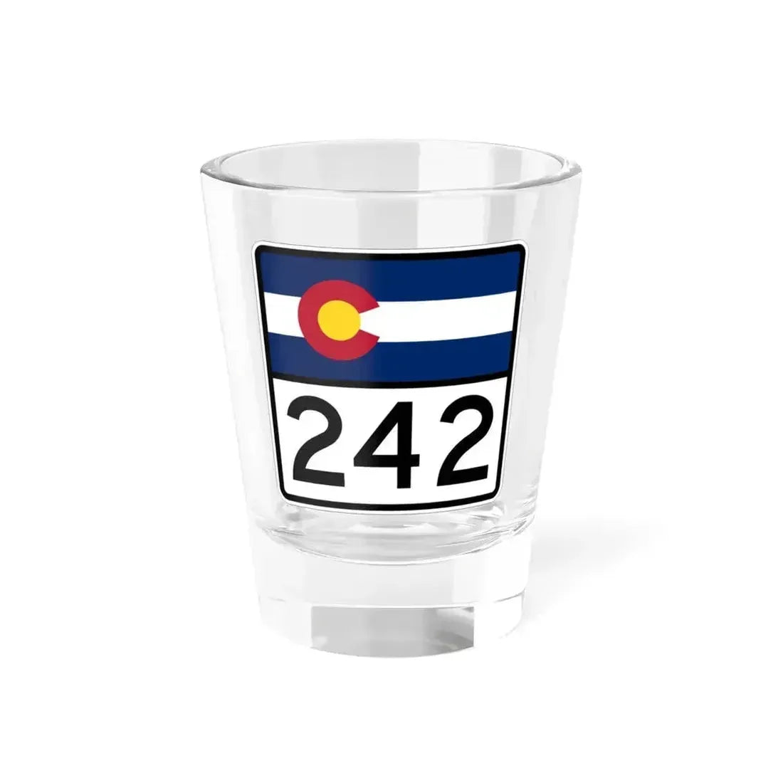 Colorado 242 (Colorado) (Road Sign) Shot Glass 1.5oz 1.5oz - Go Mug Yourself