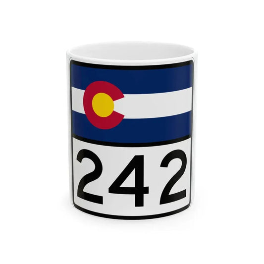 Colorado 242 (Colorado) (Road Sign) White Coffee Mug 11oz - Go Mug Yourself