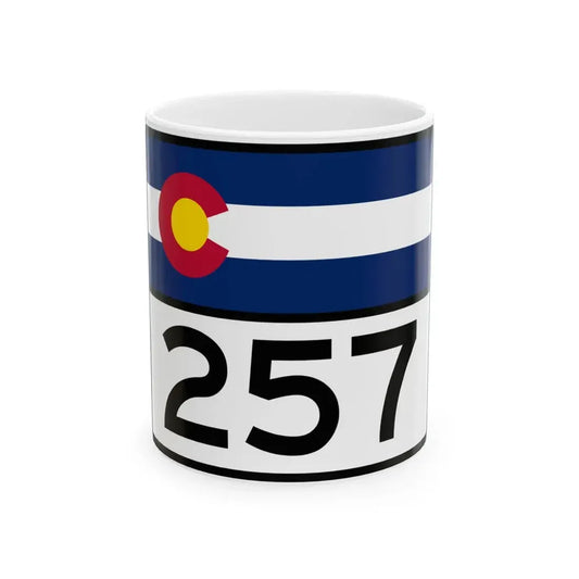 Colorado 257 wide (Colorado) (Road Sign) White Coffee Mug 11oz - Go Mug Yourself