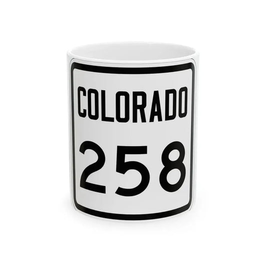 Colorado 258 1946 (Colorado) (Road Sign) White Coffee Mug 11oz - Go Mug Yourself