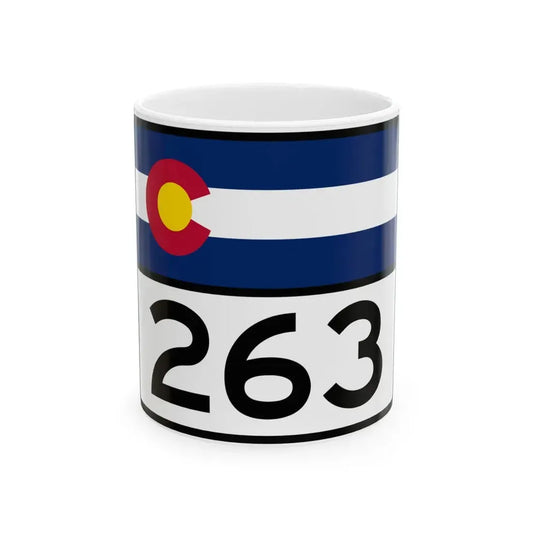 Colorado 263 wide (Colorado) (Road Sign) White Coffee Mug 11oz - Go Mug Yourself