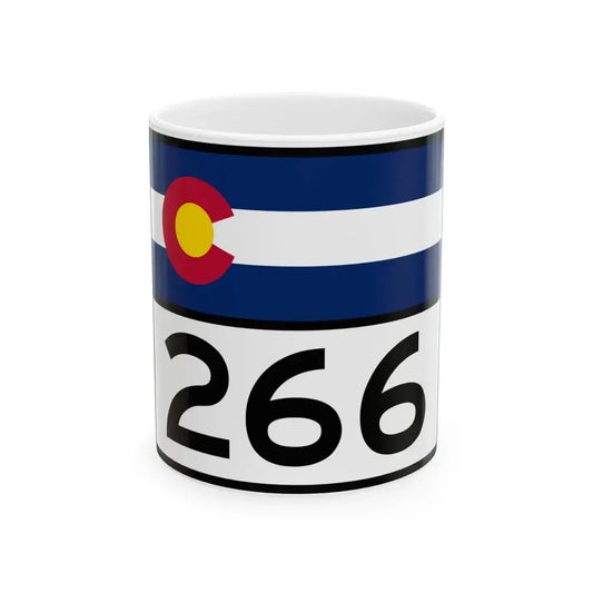 Colorado 266 wide (Colorado) (Road Sign) White Coffee Mug 11oz - Go Mug Yourself