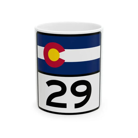 Colorado 29 (Colorado) (Road Sign) White Coffee Mug 11oz - Go Mug Yourself