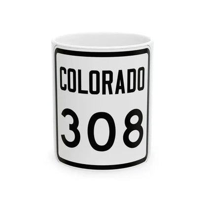 Colorado 308 1946 (Colorado) (Road Sign) White Coffee Mug 11oz - Go Mug Yourself