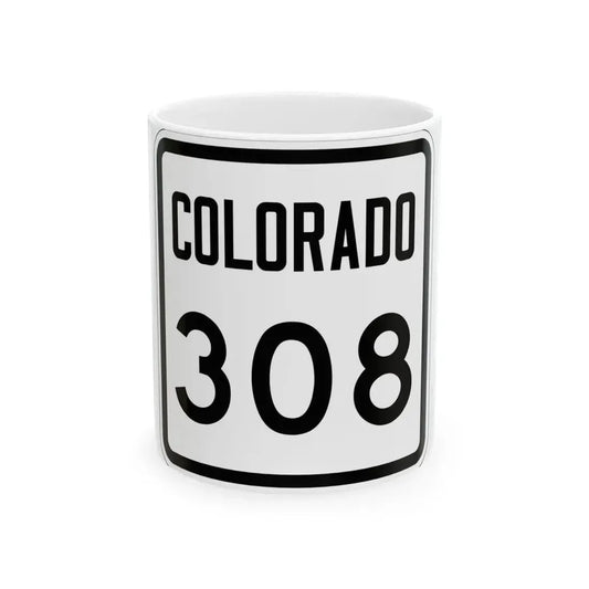 Colorado 308 1946 (Colorado) (Road Sign) White Coffee Mug 11oz - Go Mug Yourself