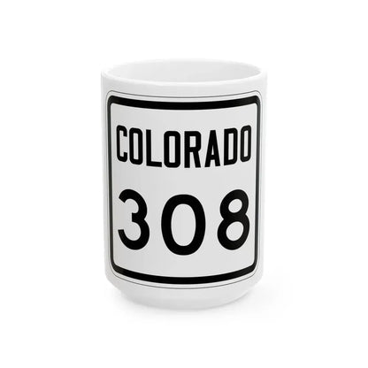 Colorado 308 1946 (Colorado) (Road Sign) White Coffee Mug 15oz - Go Mug Yourself