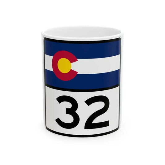 Colorado 32 (Colorado) (Road Sign) White Coffee Mug 11oz - Go Mug Yourself