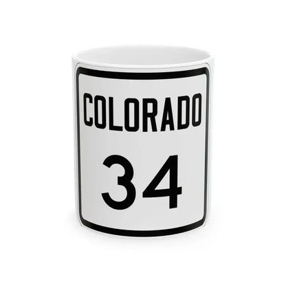 Colorado 34 1946 (Colorado) (Road Sign) White Coffee Mug 11oz - Go Mug Yourself