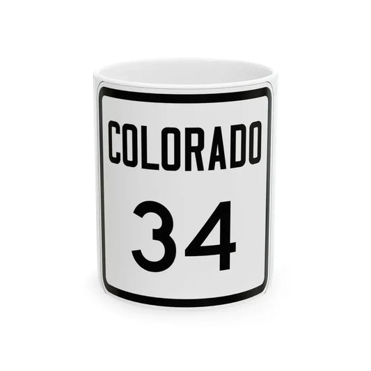 Colorado 34 1946 (Colorado) (Road Sign) White Coffee Mug 11oz - Go Mug Yourself