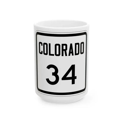 Colorado 34 1946 (Colorado) (Road Sign) White Coffee Mug 15oz - Go Mug Yourself