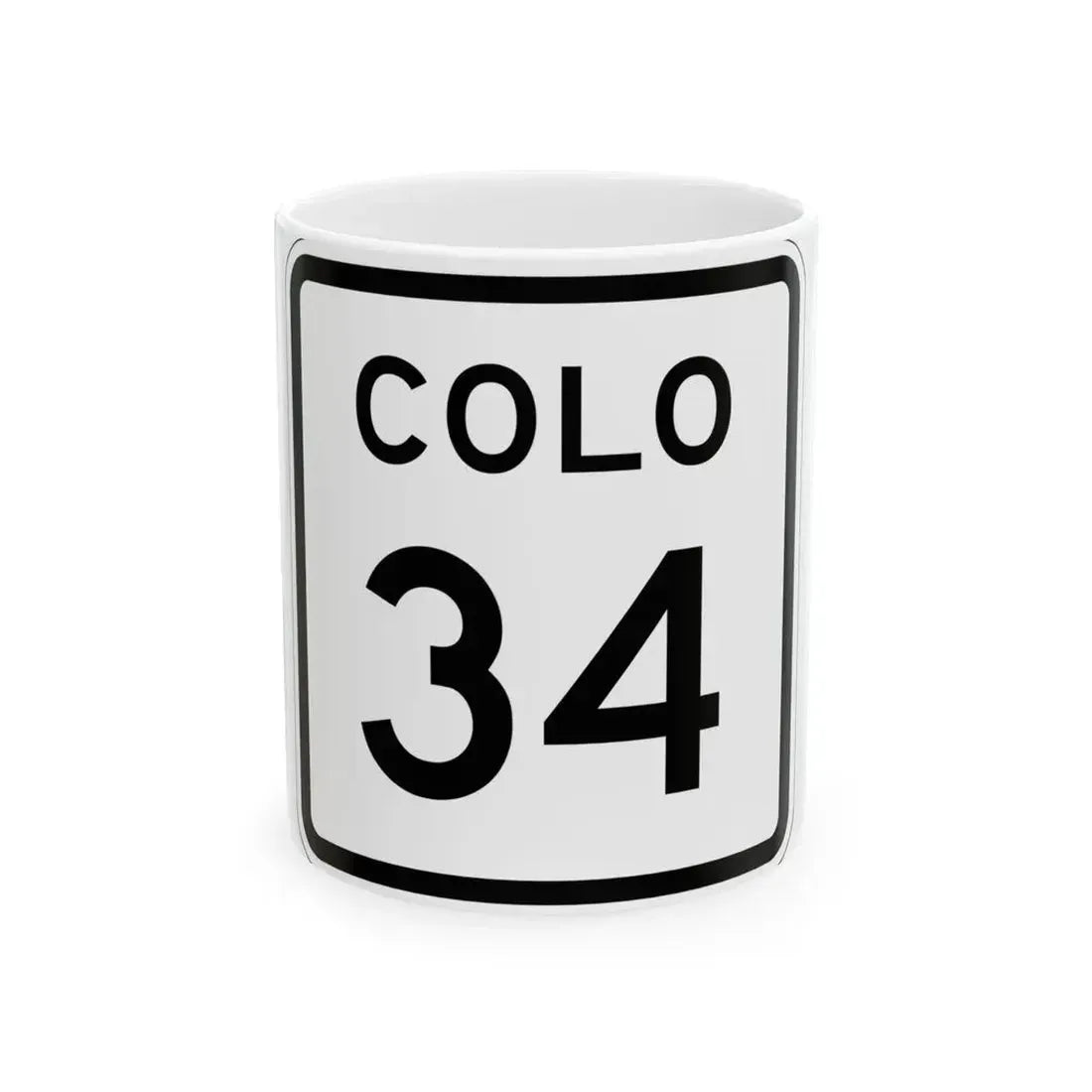 Colorado 34 1952 (Colorado) (Road Sign) White Coffee Mug 11oz - Go Mug Yourself