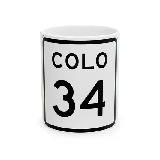 Colorado 34 1952 (Colorado) (Road Sign) White Coffee Mug 11oz - Go Mug Yourself
