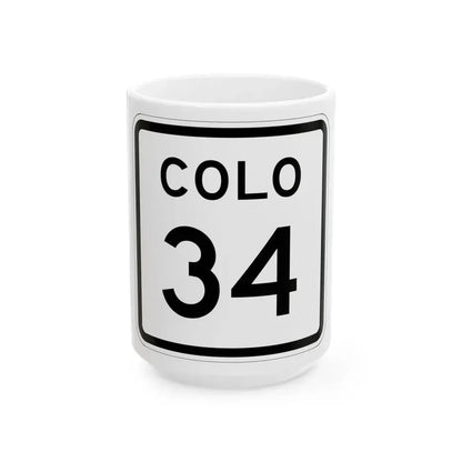 Colorado 34 1952 (Colorado) (Road Sign) White Coffee Mug 15oz - Go Mug Yourself