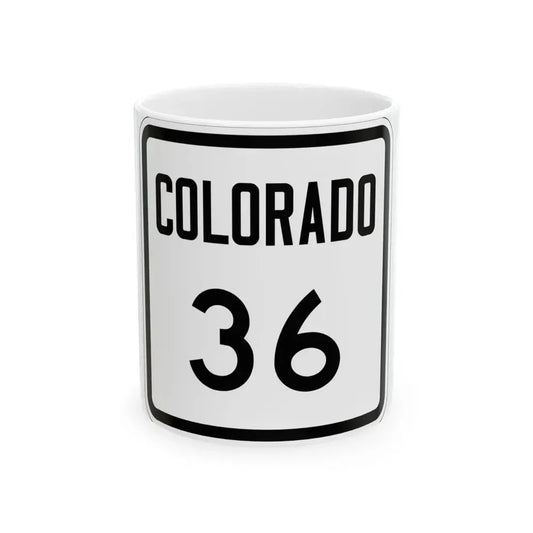 Colorado 36 1946 (Colorado) (Road Sign) White Coffee Mug 11oz - Go Mug Yourself