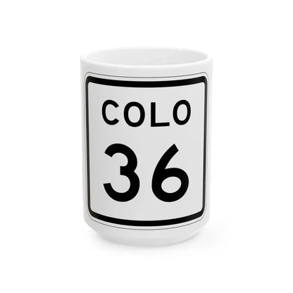 Colorado 36 1952 (Colorado) (Road Sign) White Coffee Mug 15oz - Go Mug Yourself