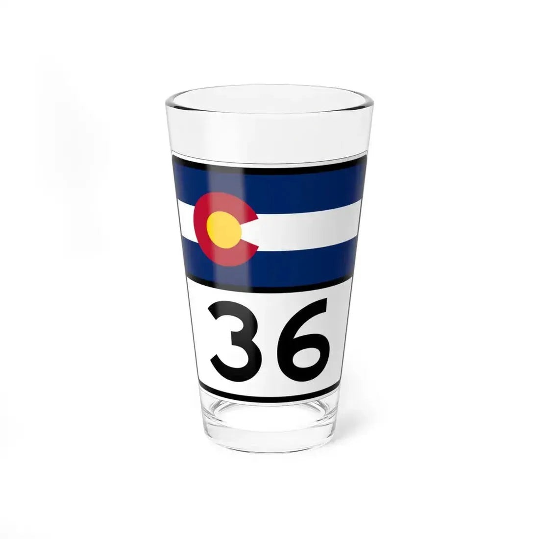 Colorado 36 (Colorado) (Road Sign) Pint Glass 16oz 16oz - Go Mug Yourself