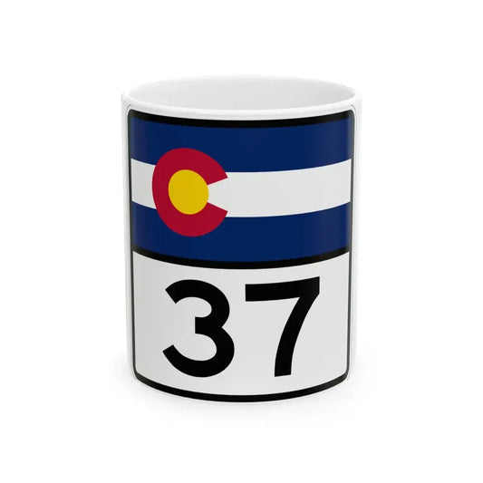 Colorado 37 (Colorado) (Road Sign) White Coffee Mug 11oz - Go Mug Yourself