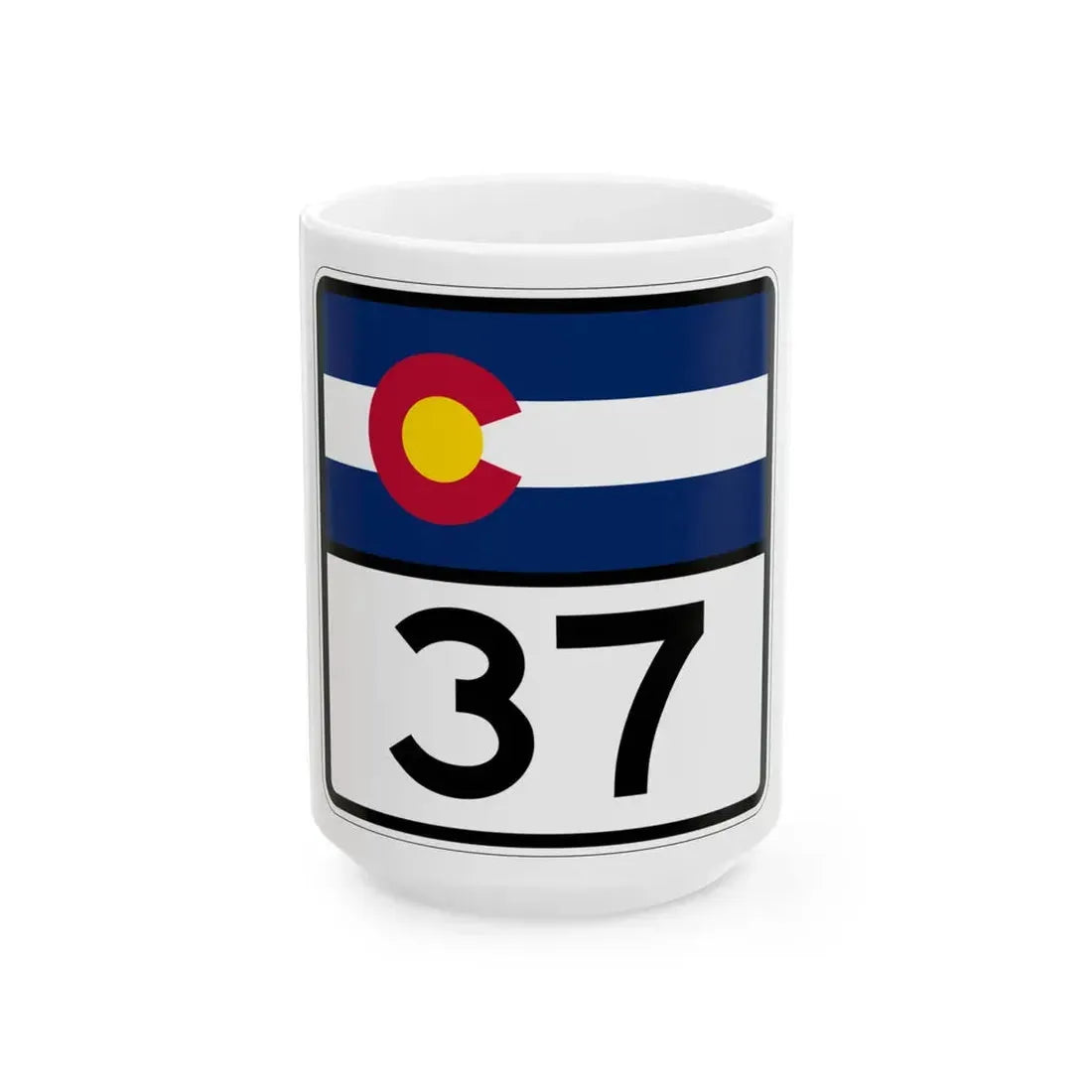Colorado 37 (Colorado) (Road Sign) White Coffee Mug 15oz - Go Mug Yourself