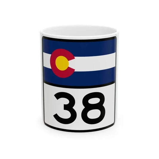 Colorado 38 (Colorado) (Road Sign) White Coffee Mug 11oz - Go Mug Yourself