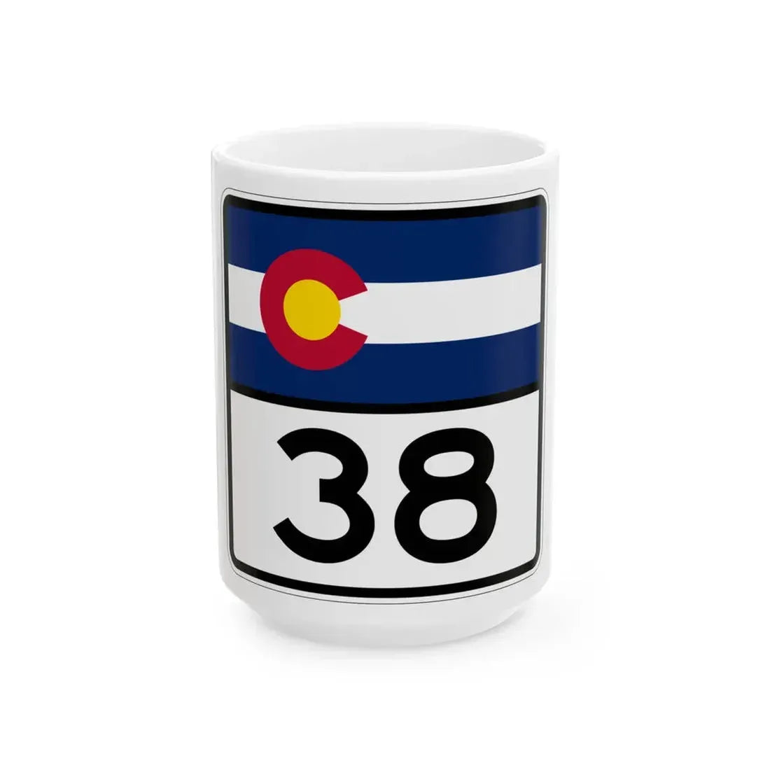 Colorado 38 (Colorado) (Road Sign) White Coffee Mug 15oz - Go Mug Yourself