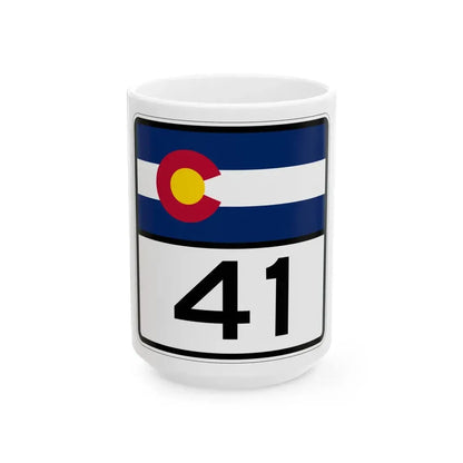 Colorado 41 (Colorado) (Road Sign) White Coffee Mug 15oz - Go Mug Yourself