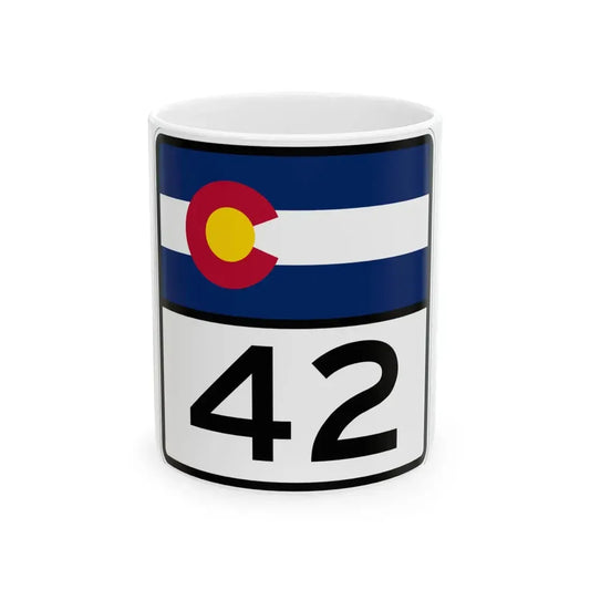 Colorado 42 (Colorado) (Road Sign) White Coffee Mug 11oz - Go Mug Yourself