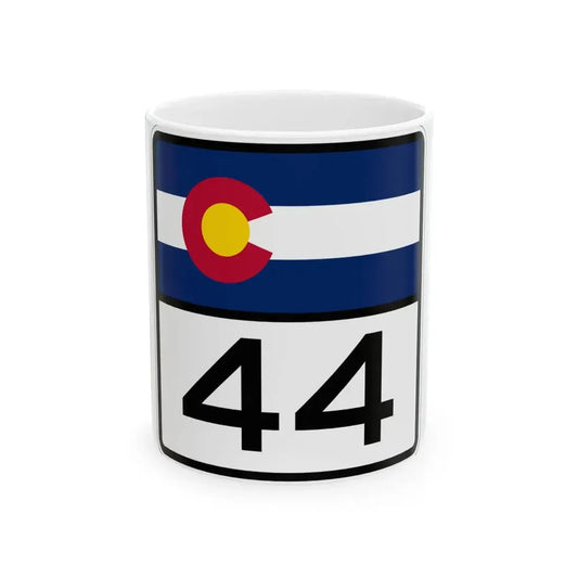 Colorado 44 (Colorado) (Road Sign) White Coffee Mug 11oz - Go Mug Yourself