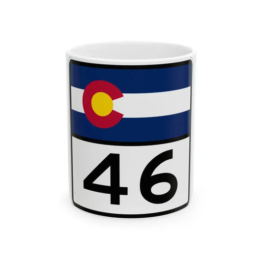 Colorado 46 (Colorado) (Road Sign) White Coffee Mug 11oz - Go Mug Yourself