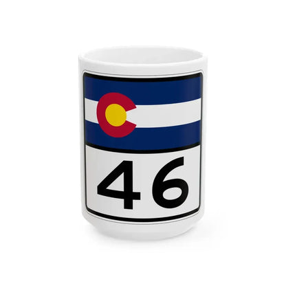 Colorado 46 (Colorado) (Road Sign) White Coffee Mug 15oz - Go Mug Yourself