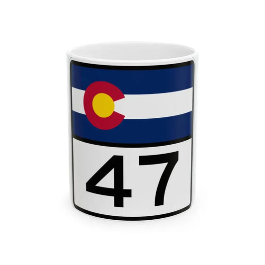 Colorado 47 (Colorado) (Road Sign) White Coffee Mug 11oz - Go Mug Yourself