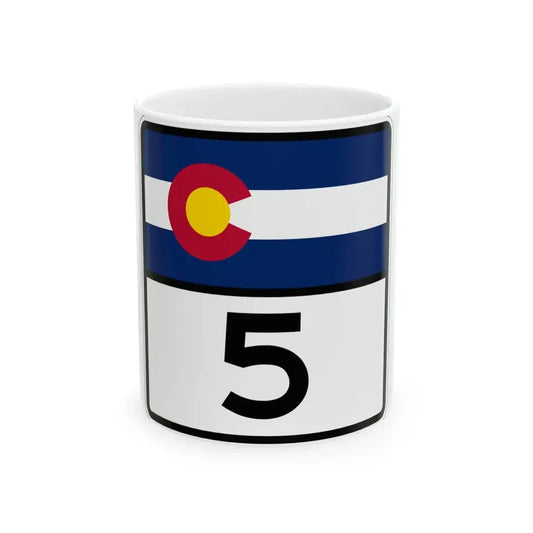Colorado 5 (Colorado) (Road Sign) White Coffee Mug 11oz - Go Mug Yourself
