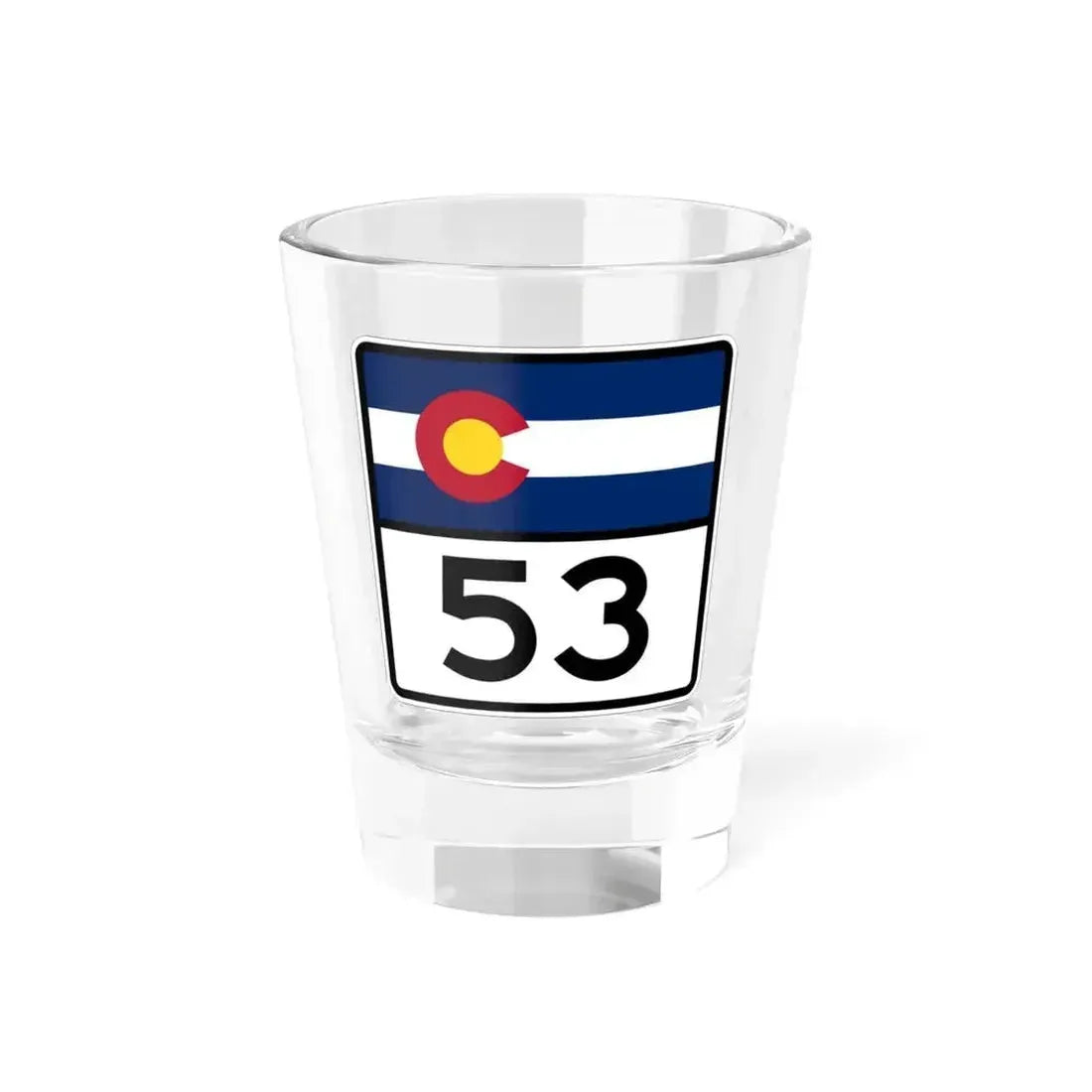 Colorado 53 (Colorado) (Road Sign) Shot Glass 1.5oz 1.5oz - Go Mug Yourself