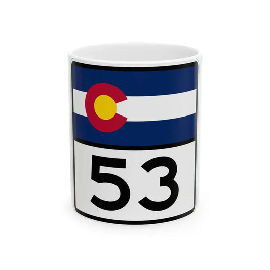 Colorado 53 (Colorado) (Road Sign) White Coffee Mug 11oz - Go Mug Yourself