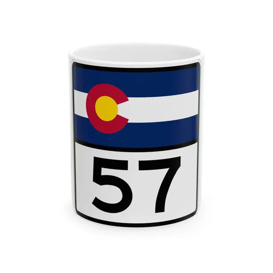 Colorado 57 (Colorado) (Road Sign) White Coffee Mug 11oz - Go Mug Yourself
