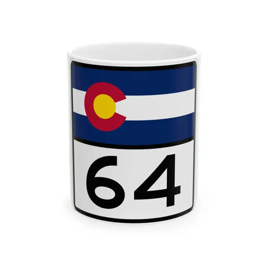 Colorado 64 (Colorado) (Road Sign) White Coffee Mug 11oz - Go Mug Yourself